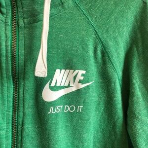 Nike Hooded Zip Up Sweatshirt, Green, Size Small